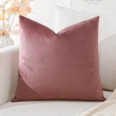 Obrázek produktu pro Ibenzoa® Sametový povlak na polštář 45 x 45 cm – dekorativní polštář, vhodný na pohovku, barva: broskvová, měkký samet se skrytým zipem