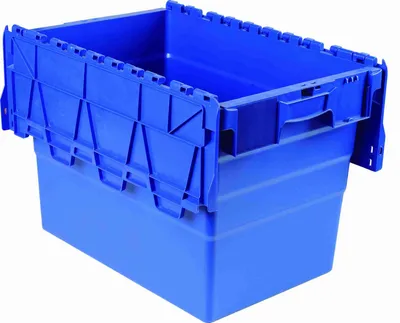 Produktbild von Stapelbehälter Bac Shuttle, Blau, 600x400x416 mm, 54 L / 30 kg, mit zweigeteiltem Deckel