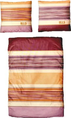 Produktbild von Baumwolle Bettwäsche Streifen Orange Lila 135x200 80x80cm: 2 tlg.