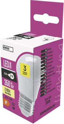 LED žárovka Classic Mini Globe / E27 / 4,1 W (32 W) / 350 lm / teplá bílá