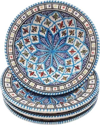 Image de Lot de 4 assiettes creuses Tebsi Bakir turquoise - D 23 cm