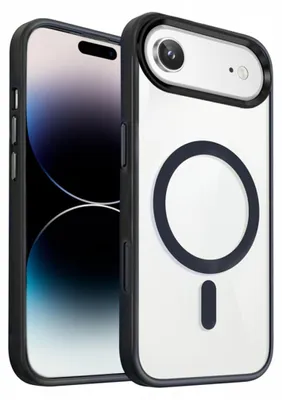 Immagine prodotto di Custodia protettiva compatibile con MagSafe per iPhone Air, con angoli rinforzati, colore nero/trasparente