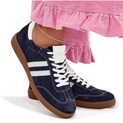 Zdjęcie produktu dla Zazoo N1068 Zamszowe Niskie Sneakersy Damskie Granatowe 38