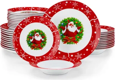 Immagine prodotto di Set di piatti piani Regal – 8 persone – 36 pezzi – Vetroceramica – Rosso – Piatti piani e piattini – Servizi da tavola