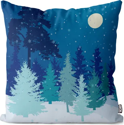 Produktbild von VOID Schneefall Winter Mond Kissenbezug Kissenhülle Sofakissen Kissen Deko Outdoor-Kissen Dekokissen