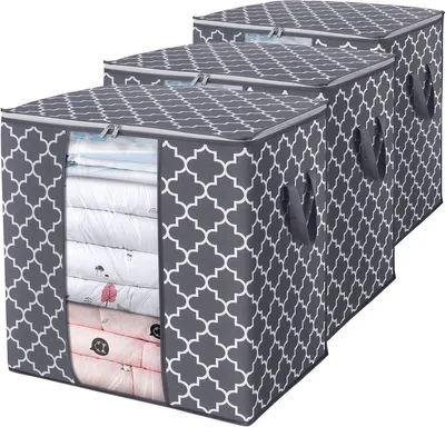Große Aufbewahrungssäcke 100L 3er-Pack für Kleidung und Decken - Faltbarer Organizer mit verstärktem Griff und klarem Fenster