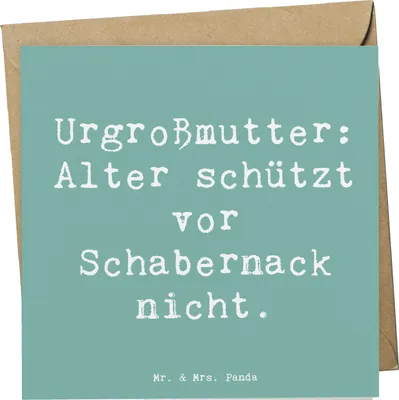 Produktbild von Mr. & Mrs. Panda Klappkarte Spruch Urgroßmutter Schabernack - Meeresbrise - Geschenk, Ahnen, faltkarte, Lächeln, persönliche Erinnerungen, handgemacht, Grußkarte, Familie