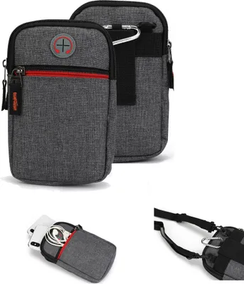 Produktbild von K-S-Trade Holster Gürtel Tasche kompatibel mit Wiko Upulse Handy Tasche Schutz Hülle grau Zusatzfächer 1x