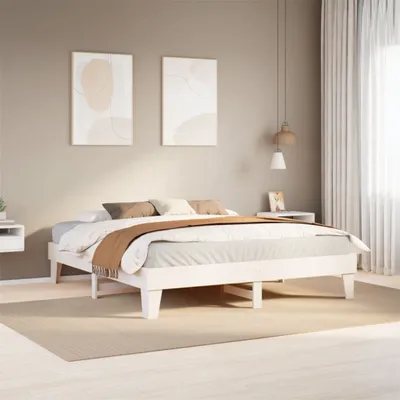 Image de Maison Exclusive - Lit en bois massif sans matelas Blanc 200x200 cm Bois de pin