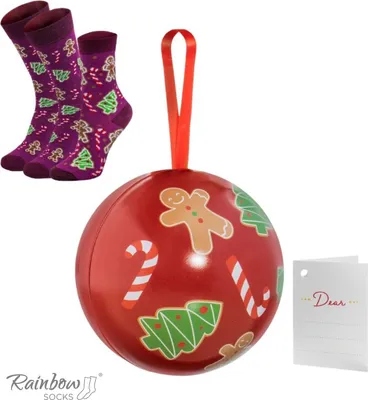 Produktbild von Weihnachtssocken in einer Christbaumkugel für die ganze Familie (EU 24-29, EU 36-40, EU 41-46)