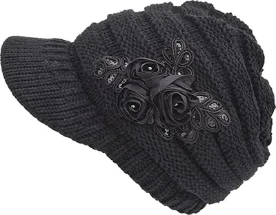Produktbild von Strickmütze mit Schild Winter Strickmütze Beanie Cap
