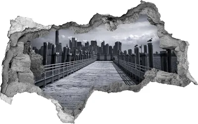 Produktbild von Selbstklebender Loch-3D-Aufkleber 95x73 cm Skyline von New York