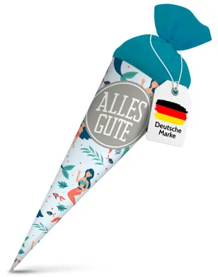 Produktbild von itenga Geschwister Schultüte 35cm "Meerjungfrauen" mit Aufkleber "Alles Gute"