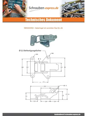 Produktbild von Riegel für Hebel mit Öse Verzinkt 52 X 35