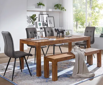 Obrázek produktu pro FineBuy Jídelní lavice 120 cm z masivního dřeva, lavice ze dřeva sheesham, přírodní produkt, kuchyňská lavice ve venkovském stylu, velikost na výběr