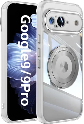 Immagine prodotto di Custodia per Google Pixel 10 / Pixel 10 Pro Protezione militare trasparente con supporto magnetico ad anello e copertura per fotocamera Bianco