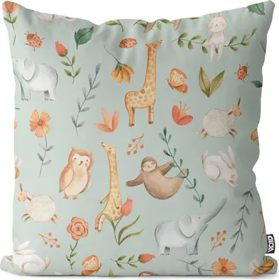 Produktbild von VOID Tierkinder Eule Giraffe Elefant Kissenbezug Kissenhülle sofa couch wohnzimmer dekoration wasserfest Outdoor Garten Kissen bezug deko