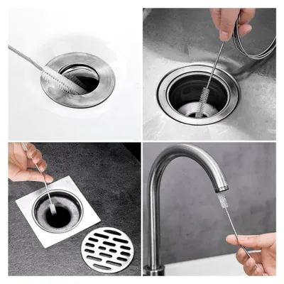 Produktbild von Flexible Reinigungsbürste, 150 cm Multifunktionale, Schmale Rohrbürste für Abflusslöcher, Kühlschrankabfluss, Reinigungsbürste für Rohre, Weiß