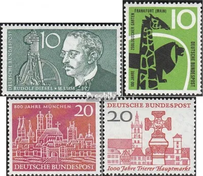 Produktbild von Briefmarken BRD (BR.Deutschland) 1958 Mi 284,288,289,290 (kompl.Ausg.) gestempelt 100.Geburtstag von Diesel