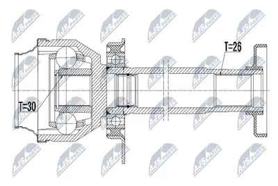 Produktbild von NTY Gelenksatz Antriebswelle Vorne Rechts für VW Transporter V Bus (7HB, 7HJ, 7EB, 7EJ, 7EF, 7EG, 7HF, 7EC) NPW-VW-044