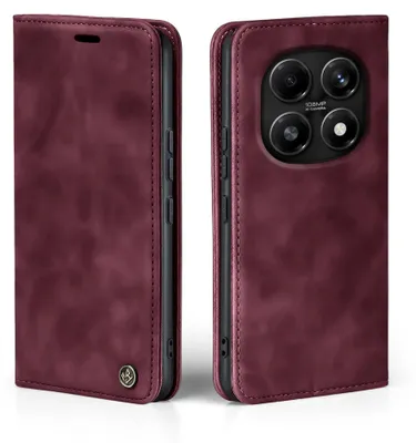 Produktbild von Handy Hülle für Xiaomi Redmi Note 15 / 15 5G Klapphülle Bookcase Flip Cover Handy Tasche Etui Farbe: Weinrot
