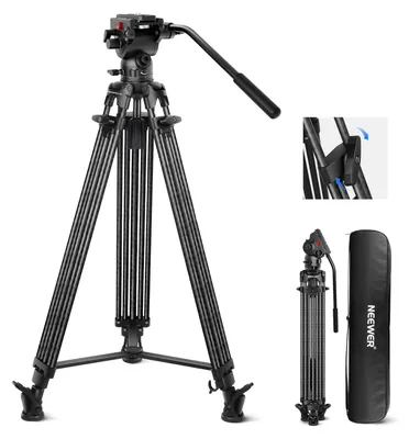 Obrázok produktu pre NEEWER LL34 78" kamerový statív s rýchloupínacím mechanizmom One Step a hlavou s tlmiacou kvapalinou, robustný statív z uhlíkových vlákien s doskou QR v dvoch režimoch, kompatibilný s DJI RS, maximálna nosnosť 22 libier