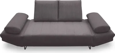Produktbild von DOMO Collection Schlafsofa 700 001 FK Couch mit Schlaffunktion, verstellbare Armlehnen, lose Arm- und Rückenkissen, Schlafsofa mit Federkern, Liege, Microfaser / Cord grau, 250 cm