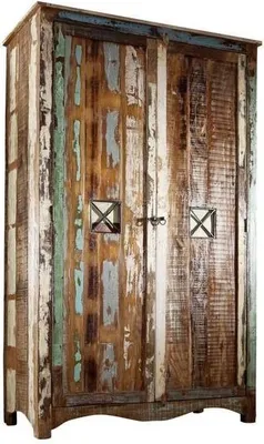 Image de MASSIVMOEBEL24 | Armoire 118x60 Bois de récupération laqué Multicolore NATURE OF SPIRIT #42