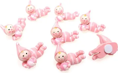 Produktbild von 8 x Streudeko Baby Girl Mädchen 3cm mit Klebepunkt liegend Taufe Geburt Tischdeko , Ausf:Mädchen