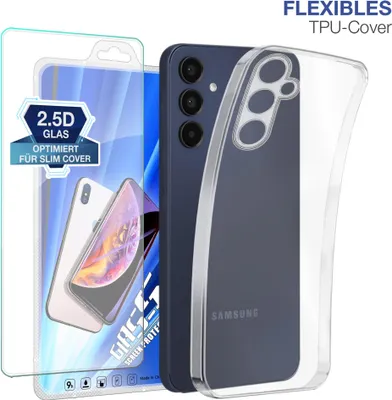 A clear product shot of a phone case and screen protector.