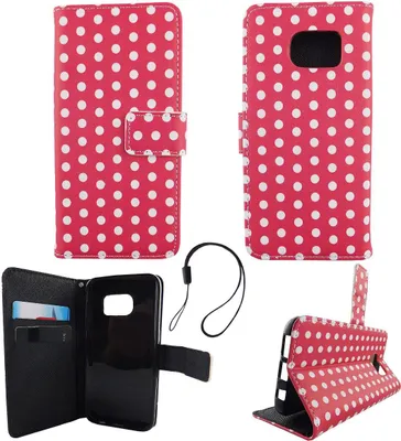 Produktbild von Handyhülle Tasche für Handy Samsung Galaxy S7 Polka Dot Pink Weiss