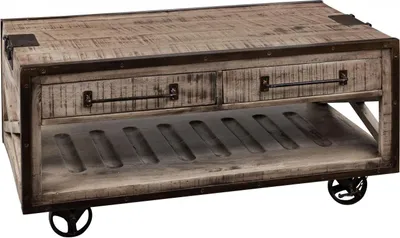 Image de MASSIVMOEBEL24 | Table basse 112x61 Manguier laqué Brun HEAVY INDUSTRY #262