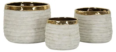 Obrázok produktu pre Sada 3 váz Lima 23 x 17,5 x 23 cm Keramika Sivá Zlatá