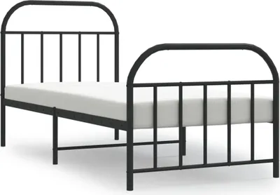 Produktbild von Bettgestell mit Kopf- und Fußteil Metall Schwarz 90x190 cm