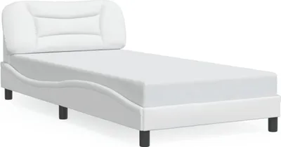 Productafbeelding van Bedframe met hoofdeinde, wit, 100x200 cm, kunstleer