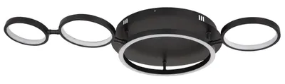 Produktbild von Globo Lighting Deckenleuchte Metall schwarz matt, Kunststoff opal, kleine Ringe drehbar, LxBxH: 790x390x115mm, inkl. LED 23W 230V, 2160lm Source, 1080lm Output, 3000K
