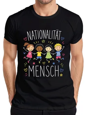 Immagine prodotto di Nazionalità, umanità, bambini, pace, tolleranza, diversità, coesione. T-shirt da uomo, colore nero, taglia M