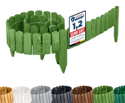Image de Bordure de pelouse Garronda en bois imprégné pour parterre, 200 cm x 10 cm. Bordure flexible en rouleau pour jardin GD-0107 (vert foncé, hauteur : 10 cm)