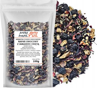 Zdjęcie produktu dla HERBATA OWOCOWA NAPAR Jabłko Mięta 100g Naturalna suszona herbatka Kol-Pol