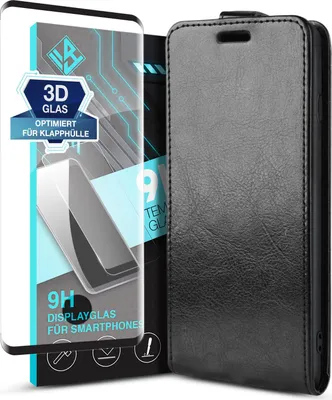 Produktbild von Handy Hülle für Samsung Galaxy S10 mit 9H Displayglas Displayschutz Plus Magnet Cover Case Klapphülle Schutzhülle Farbe: Schwarz