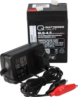 Produktbild von Set - Bleiakku und Ladegerät - 6V 4,5Ah Q-Batteries Akku 0,6A Lader