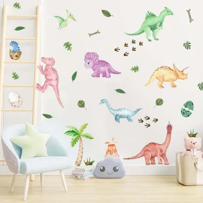 Produktbild von Dinosaurier Wandtattoo 50 Wandsticker Kinderzimmer Aufkleber Fensterbilder Dekoration farbig