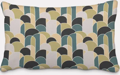 Produktbild von SCHÖNER LEBEN. Kissenhülle Retroformen Geometrie grün petrol schwarz Größe 60x80cm (HxB) 60x80cm (HxB) Größe