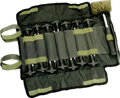 Produktbild von Lucx Heringe-Set 14-teilig inkl. Gummihammer & Tragetasche – Zeltheringe mit Gewinde für Angelzelte, Bivvy, Überwurf, Brolly & Camping – verzinkter Stahl, rostfrei