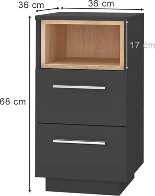 Image de Table de chevet Vicco Beatrice Anthracite Set de 2, Model 36502