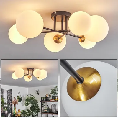 Produktbild von Isorella Deckenlampe aus Metall/Glas in Schwarz/Goldfarben/Weiß