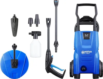 Image de Nettoyeur haute pression – Mini-nettoyeur haute pression – Nettoyeur pour terrasses – Compact et léger – Pression de travail : 110 bars