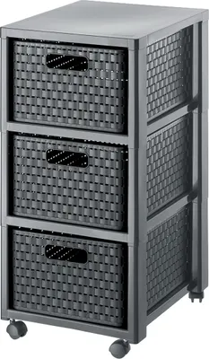 Produktbild von Kontener rolkowy Rotho Country 3x18L - wieża szufladowa 37,5 x 32,5 x 75,0 cm - kontener biurowy na kółkach - wózek z tworzywa sztucznego - kosze w formacie DIN A4
