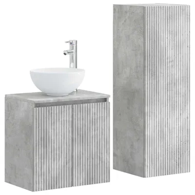 Produktbild von Badezimmerschrank-Set 2 stk. Betongrau 33 x 34,5 x 100 cm