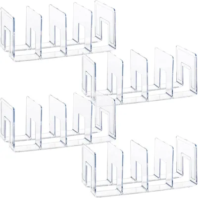 Produktbild von Acryl Buchstützen,Lesezeichen für Regale, 4 Fächer, rutschfest, Organizer für Büro, Schule und Küche, platzsparend